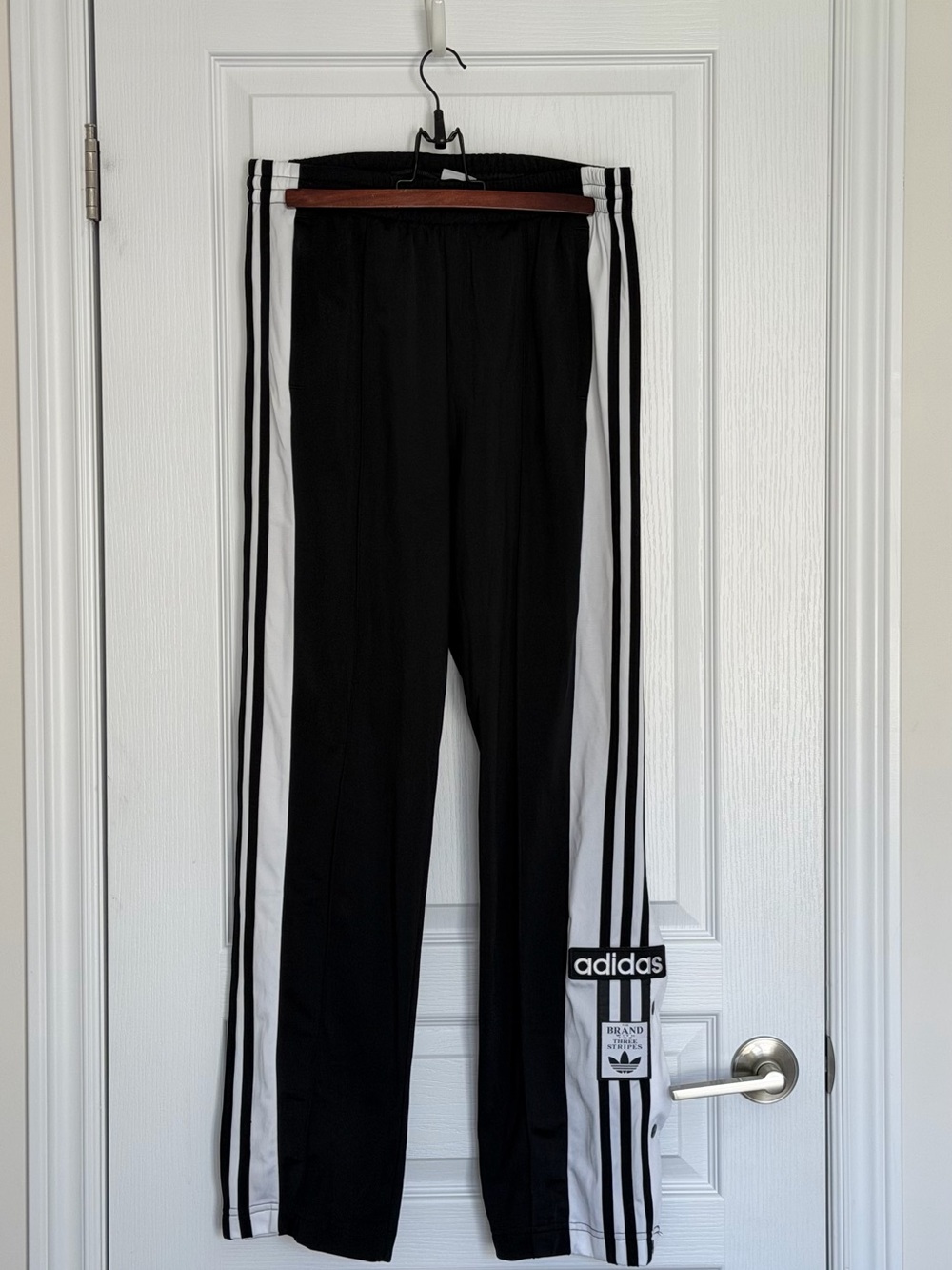 adidas Black and White Side-Stripe Track Pants